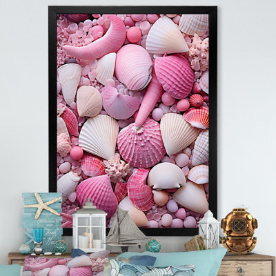Coquillage rose sur la plage sur toile