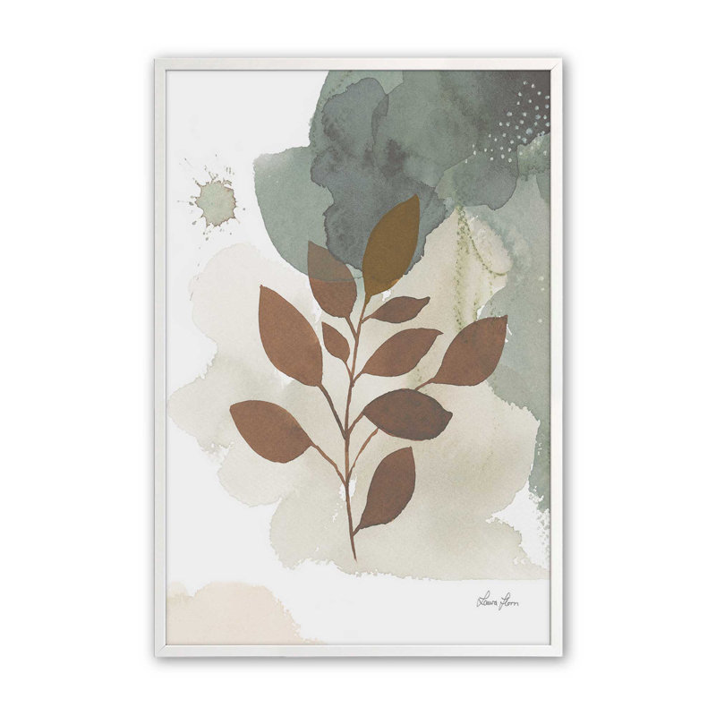 Feuilles harmoniques I print, H 11 po x l 9 po, Encadrement de coin ouvert blanc opaque