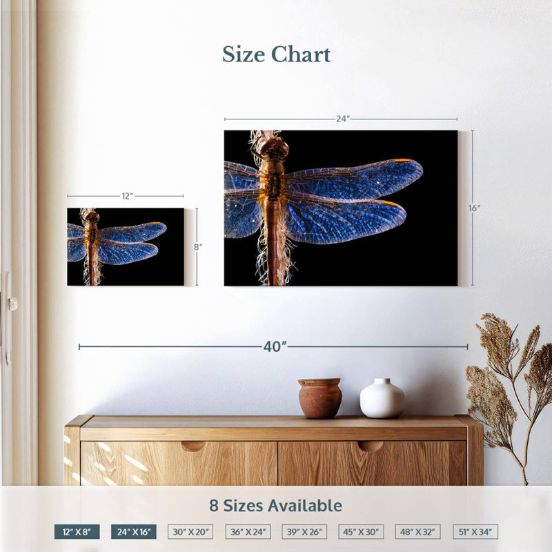Brampt Blue Dragonfly Wings, 16" H x 24" W