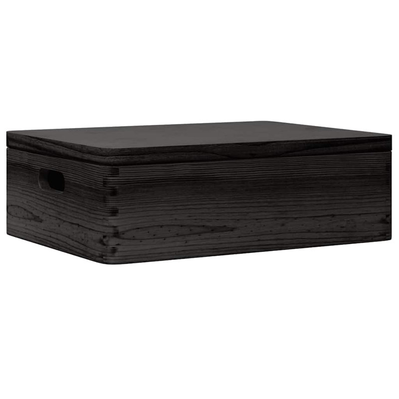 Lily Manor Solid Wood Decorative Basket, 13cm H x 40cm W x 30cm D, 2.6L, Black