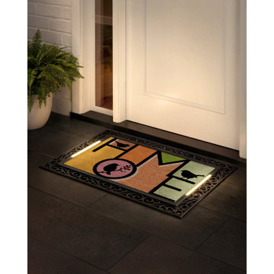 Barnsdale Door Mat with Pressure-Activated LED Lights, Non-Slip Entryway, All-Weather, Outdoor Doormat 18x30 Coir Insert, Wireless 3AA, Auto Shut-Off, 38x26.5in