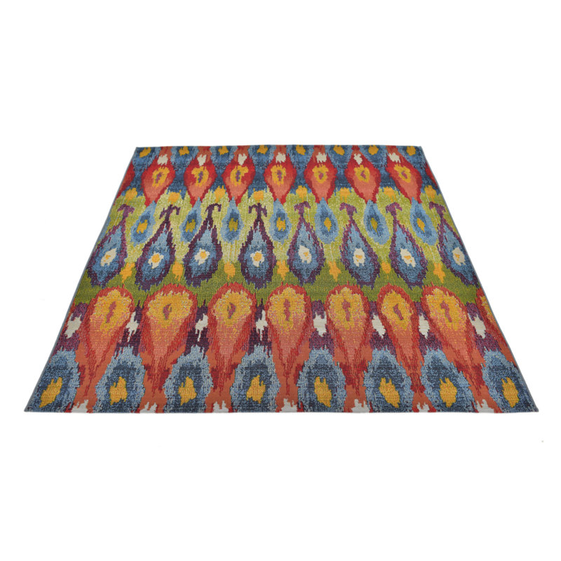 Newt Washable Ikat Indoor / Outdoor Rug, Square 6'1"