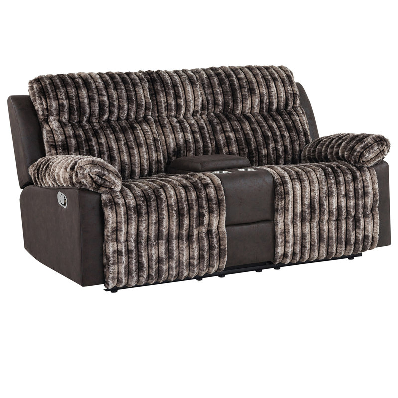Brun avec console inclinable, inclinaison manuelle, riche revêtement, console idéale en brun, tissu, 2 porte-gobelets, primaire