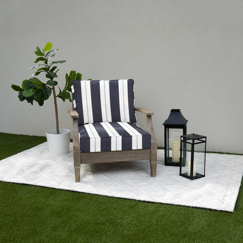 Coussin de siège / dossier rayé intérieur / extérieur Deana Sunbrella, Sunbrella® à rayures bleu marine