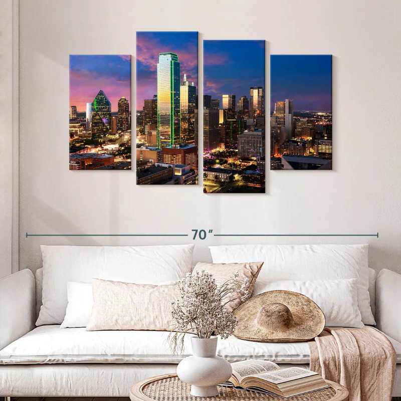 Nicci Dallas Skyline At Sunset, 32" H x 52" W