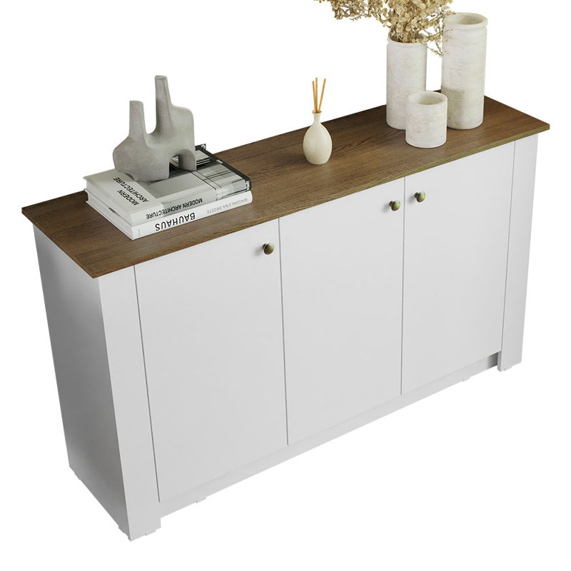 Borkovany Modern Sideboard Buffet Storage Utility Cabinet with 3 Doors 53 Inch Wooden Organization Entryway Unit for Dining Room, Living Room, Bedroom