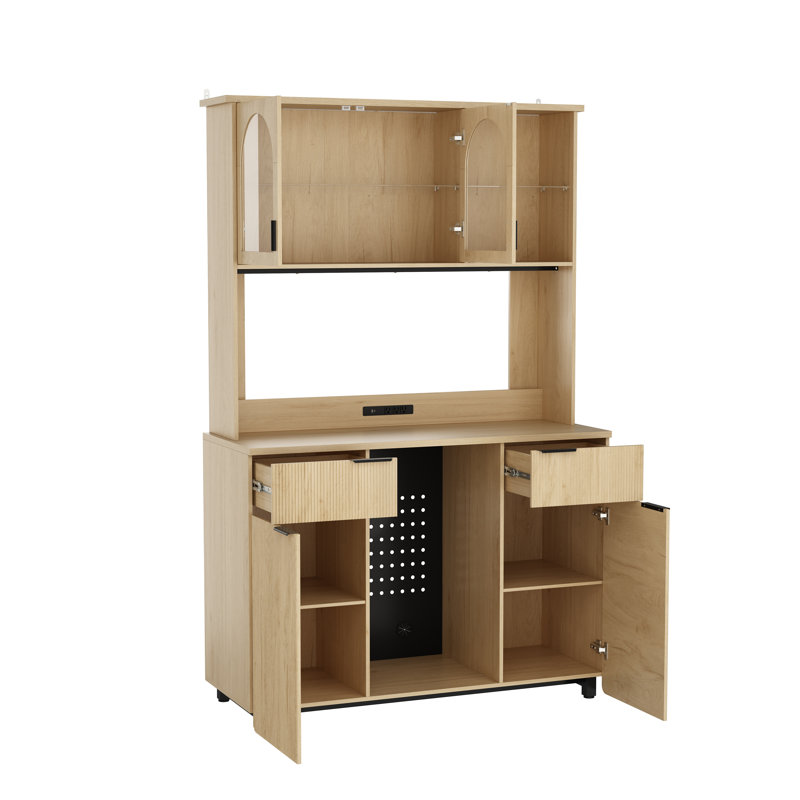 Huche de salle à manger RVB à DEL avec mini espace réfrigérateur - prise UL, aspect flottant