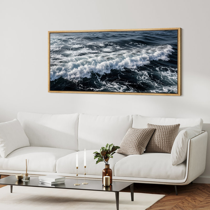 «Ocean Surf Waves», art mural encadré sur toile, Naturel, H 30 po x l 60 po