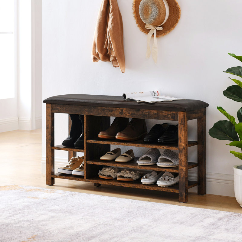 Banc à chaussures avec compartiments de rangement, Rétro