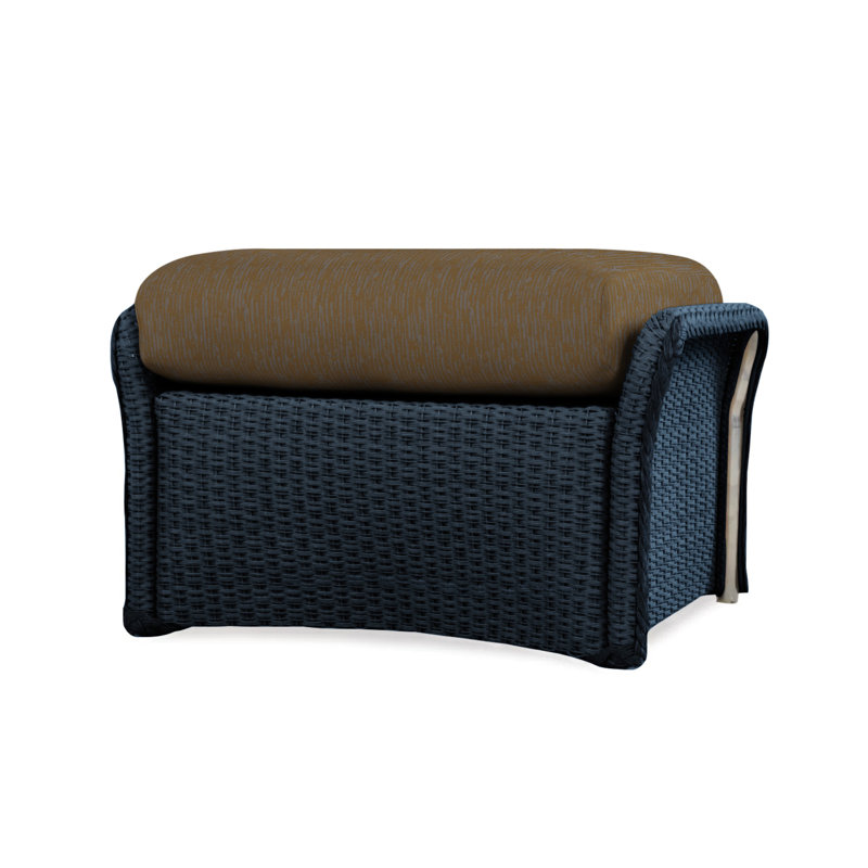 Weekend Retreat Outdoor Ottoman, Sailcloth Salt, Ebony