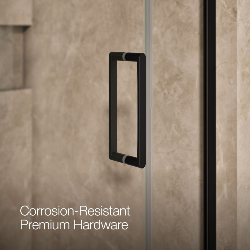 Composed 39-5/8-In40-3/8-Inw X 71-1/2-Inh Frameless Pivot Shower Door With 3/8-In Crystal Clear Glass And Back-To-Back Vertical Door Pulls