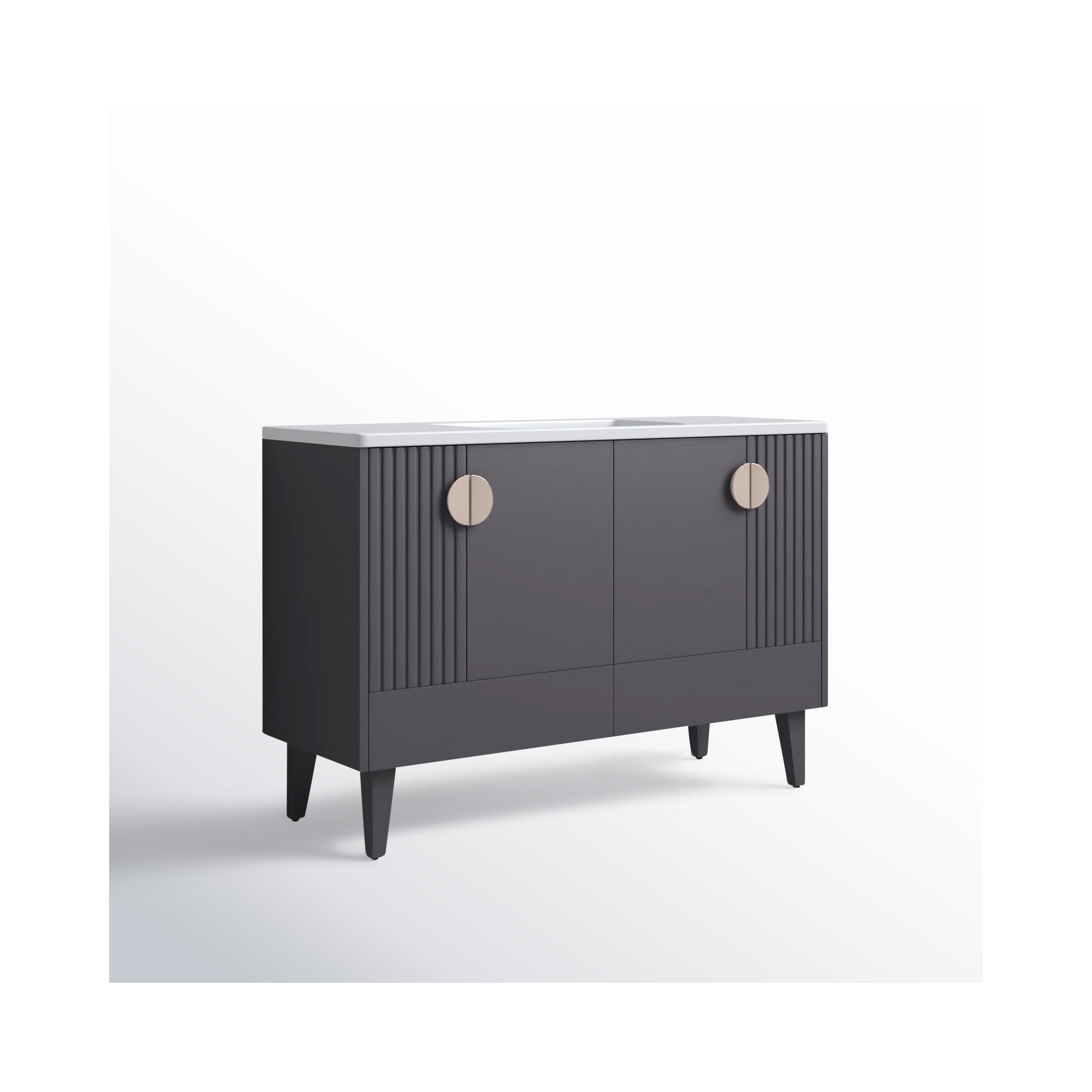 Saimah 48'' Single Bathroom Vanity, Satin Nickel, Rock Gray