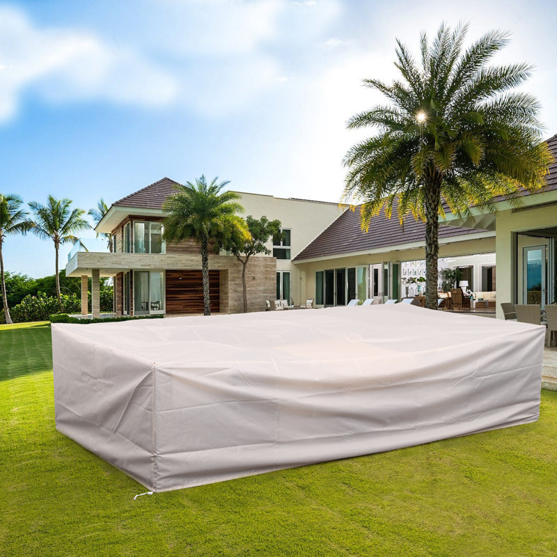 Patio Sectional Cover Outdoor Dining Set Cover for Patio Furniture Waterproof Patio Set Cover, 28" H x 112" W x 58" D, Beige