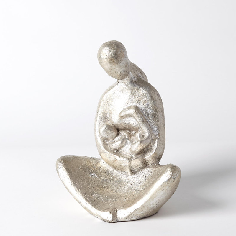 Seated Mother With Infant Sculpture, Silver