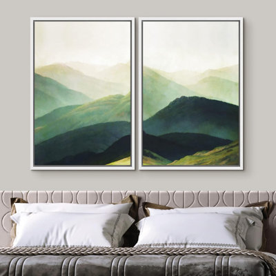 «Geometric Mid-Century Wave Collage», 2 pièces