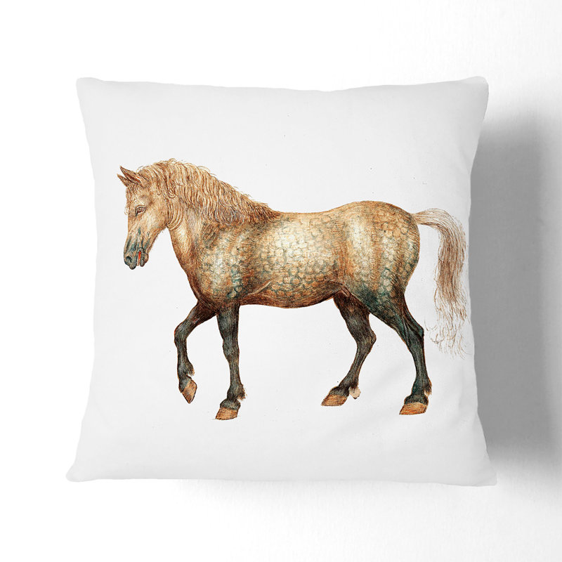 A Horse Square Throw Cushion, 55 x 55 cm, Stone