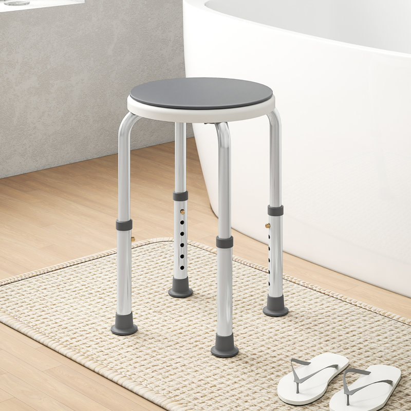 HOMCOM 360 Degree Swivel Shower Stool with Non-Slip Feet for Disabled, Grey