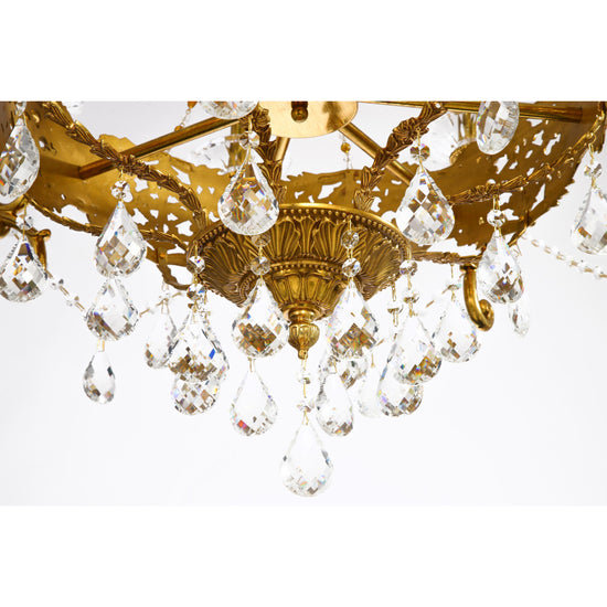 Élégant lustre à huit bras avec des prismes de cristal en laiton décorations florales pour la décoration de la maison et de l'espace de vie