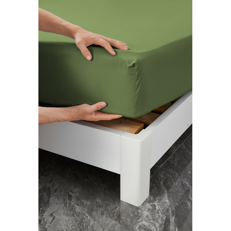 Rayon Solid Colour Sheet Set, Sage Green, Twin Sheet Set + 1 Fitted Sheet + 1 Pillowcase