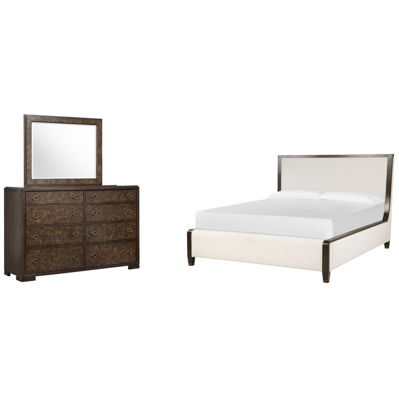 Très grand lit tapissier avec commode Garofalo
