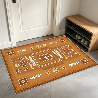 Tapis orange en forme de croix pour le salon, doux et confortable, convient à toutes les saisons, facile à entretenir, tapis de sol intérieur lavable à la machine, sous la table de ferme convenant à la chambre à coucher, à la salle à manger, au bureau, au patio, au balcon, à la décoration intérieure