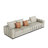  Wrought Studio™ 118" Modern Oversized Cream Faux Leather Sofa with Black Striped Details and Toss Pillows