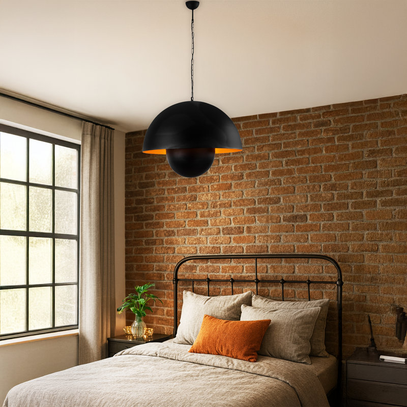 Adjustable Height 2 Metal Dome Cap Single Pendant