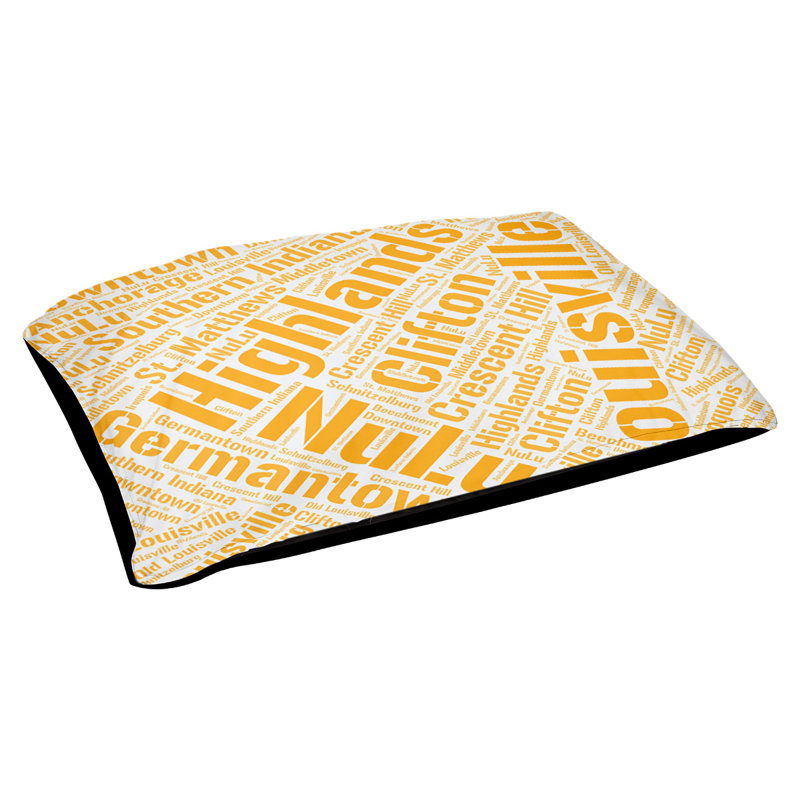 Coussin de chien « districts », Moyen (H 9,5 po x l 28 po x P 18 po), Orange, Louisville