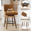 Tabouret de bar pivotant extra large à 360 ° avec siège à ressorts ensachés et base en bois massif-989559413