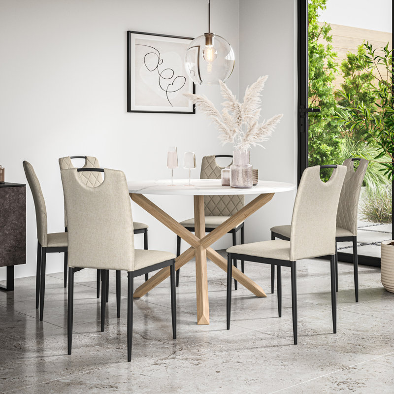 Daraich 6 - Person Dining Set, Oak/Beige