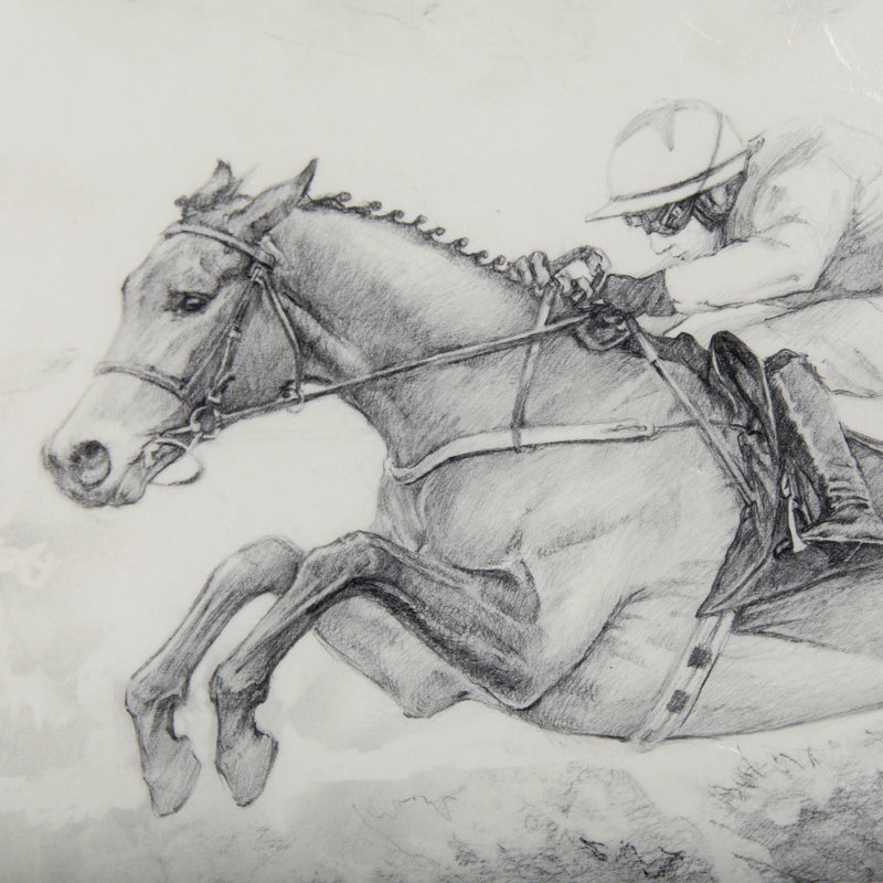 «Horse Racing II a», reproduction d'art encadrée texturée matte sous verre, Horse Racing II