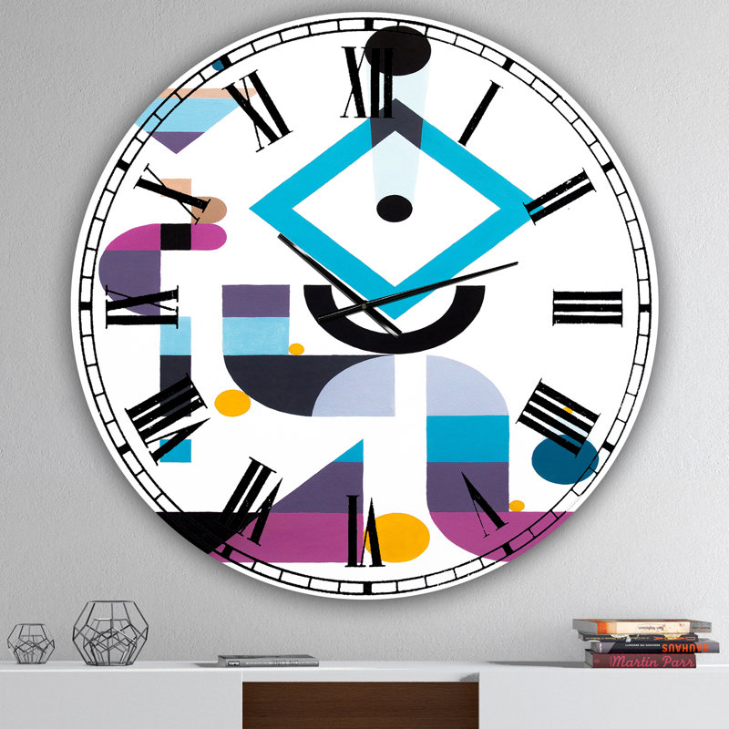 Blue Diamond Arrangement - Grande horloge murale Mid-Century, Moyen