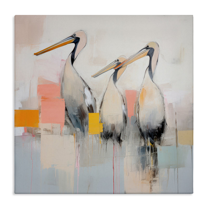 Art abstrait sur toile Pelican Trio par Irena Orlov, H 36 po x l 36 po