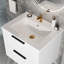 Meuble-lavabo 24 po avec lavabo en céramique - Meuble-lavabo mural flottant cannelé avec tiroirs, moderne-121897217