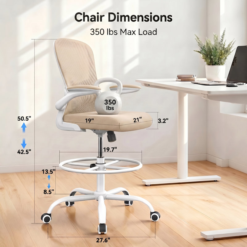 Chaise de dessinateur en maille Laquon , Blanc
