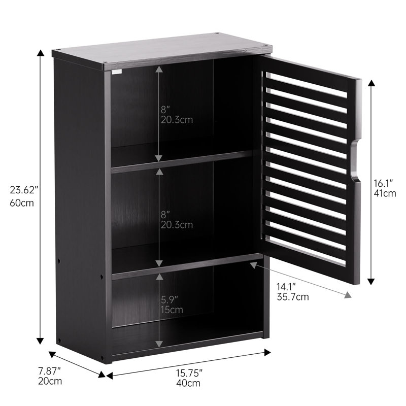 Bamboo Wall Mounted Required Bathroom Cabinet, Black