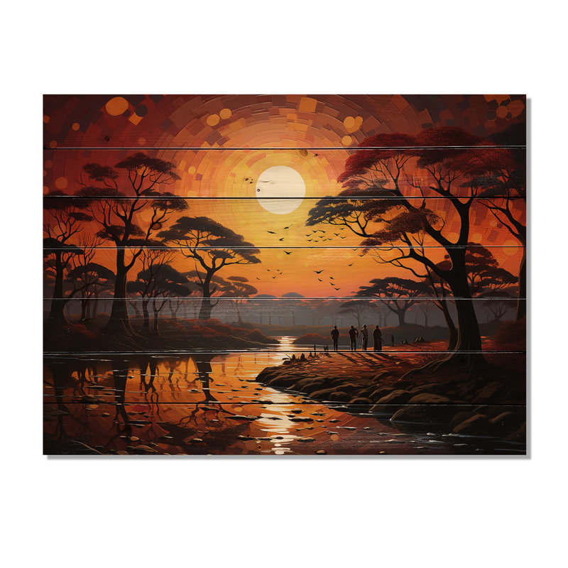 Sérénade de la savane africaine sur impression sur bois, H 24 po x l 32 po x P 0,78 po