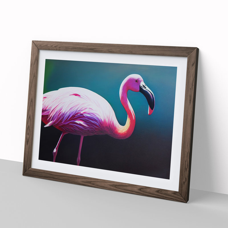 Miraculous Flamingo - Single Picture Frame Print, 46cm H x 64cm W x 2cm D, Walnut