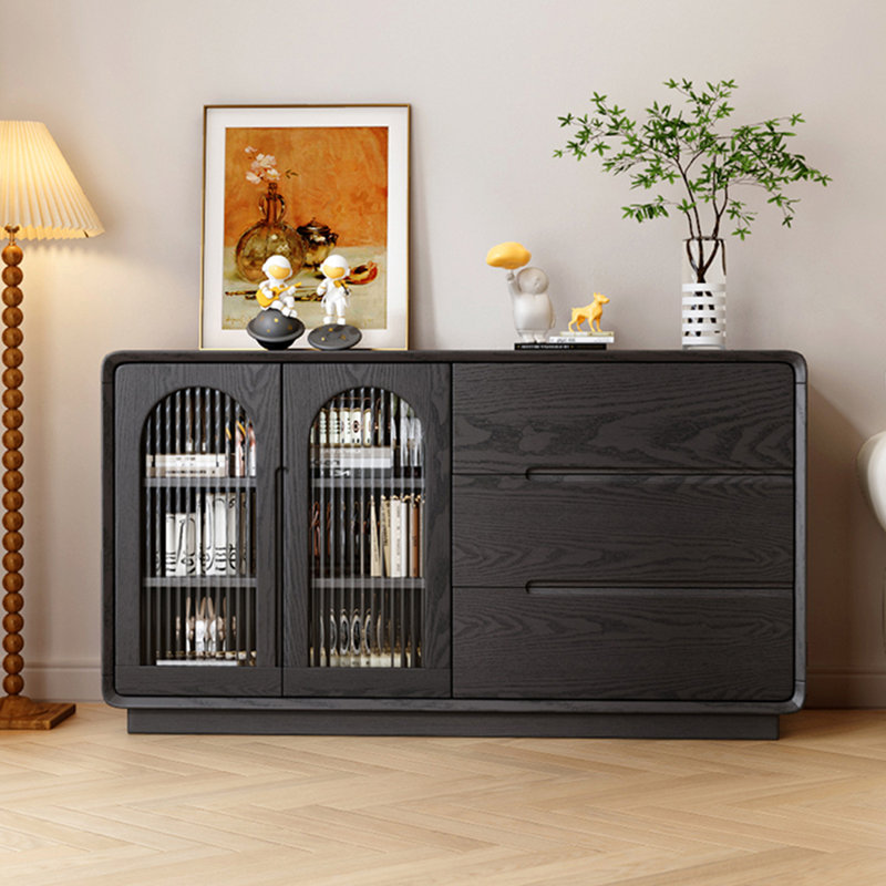 Buffet en bois massif de grande capacité. Buffet 59,05 po, Noir
