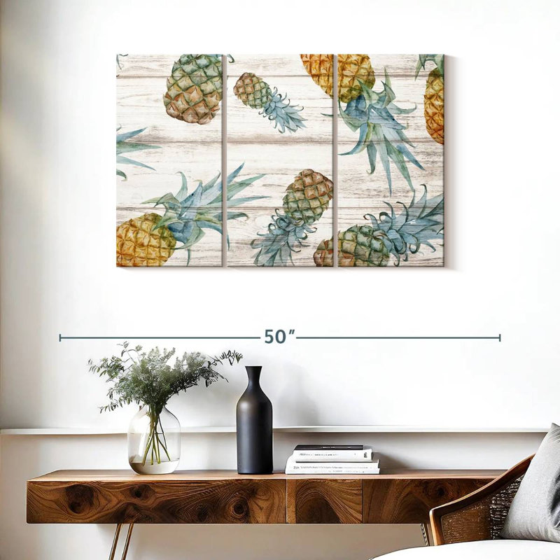 Motif d'ananas, reproduction sur toile, H 38 po x l 24 po x P 1,25 po