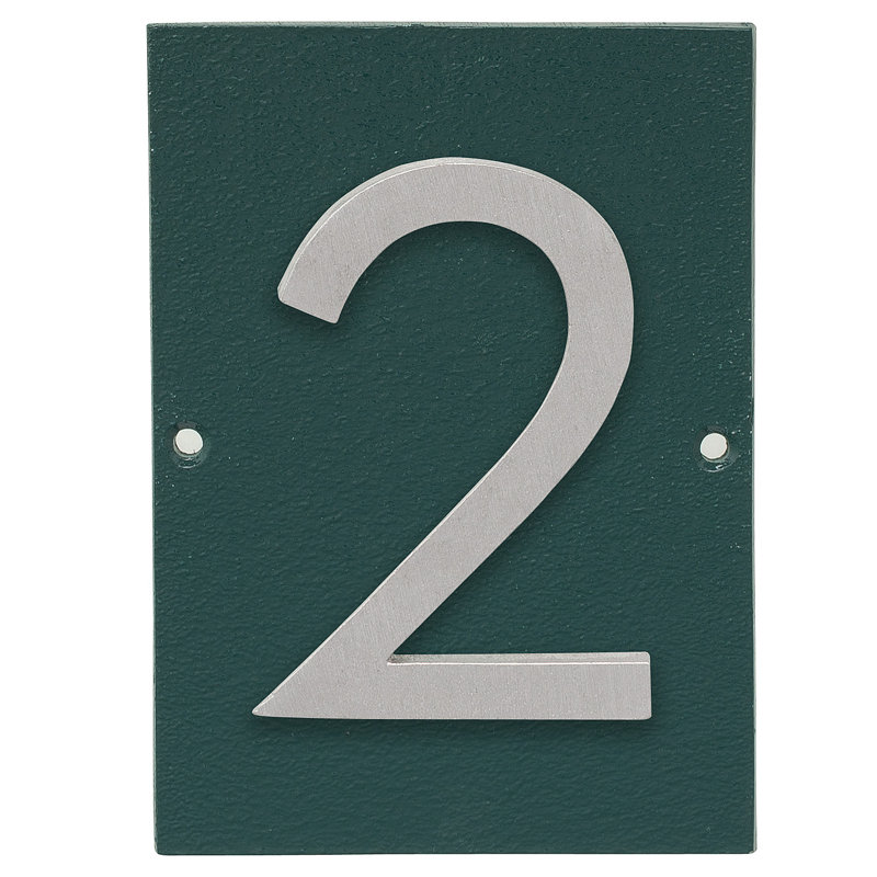 Plaque d’adresse murale sur 1 ligne flottante, Vert forêt, Aluminium brossé, Oui
