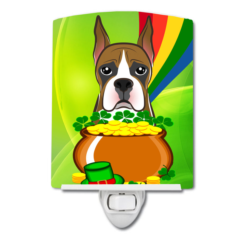 Luminaire de nuit en céramique jack terrier St. Patrick's Day, Boxer
