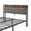 Cadre de lit avec rangement, cadre de lit avec lumières DEL, tête de lit tapissier et 2 tiroirs, station de charge USB-1491061800