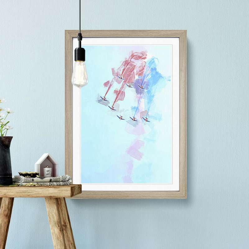 Planes in Formation - Framed Print, 50cm H x 35cm W x 2cm D, Oak