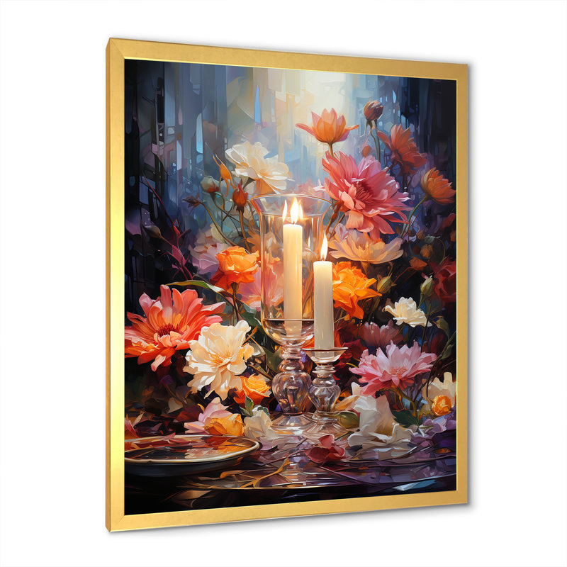 «Judaism Blooms Sabbath Blessings», reproduction d'art sur toile, Cadre doré simple, H 20 po x l 12 po x P 1 po
