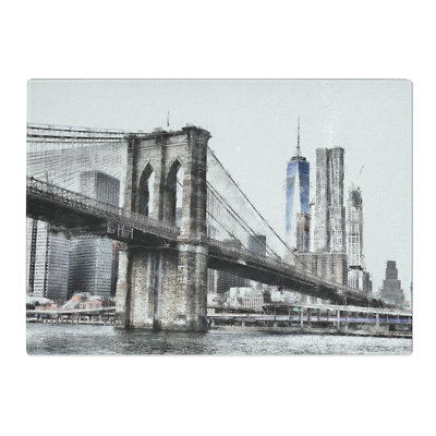 Tempered Glass Brooklyn Bridge in New York Chopping Board