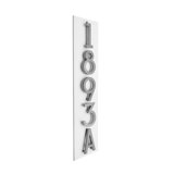 Floating Stand-Off 5-Number Vertical Sign, White /W/ Silver Modern Font Numbers
