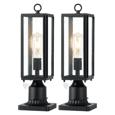 Embree 2 Pack Pier Mount Light with Dusk to Dawn Sensor, Outdoor Post Light Fixture with Transparent Glass