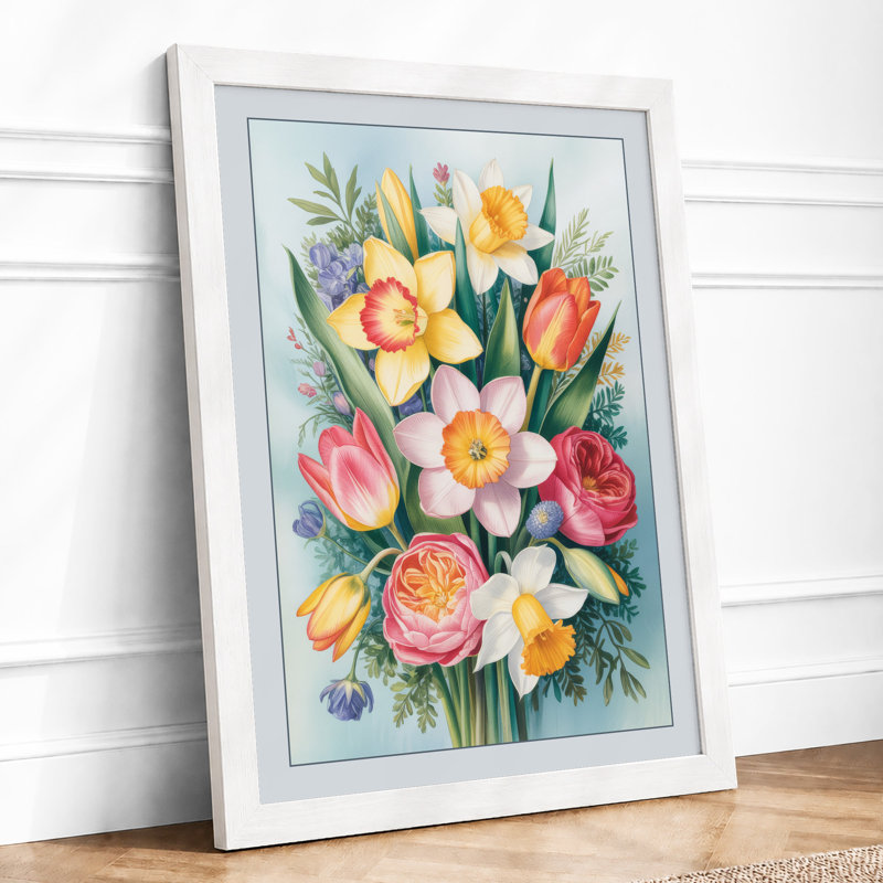 Seasonal Posy Botanical - Framed Print, A1 - 84.1 x 59.4 cm, White