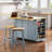 53inch Large Kitchen Island with 2 Bar Stools, Power Outlet-102218098